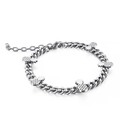 Bracelet gourmette minimaliste en acier inoxydable avec cinq breloques ananas pour femme - Style Argent (KB118525-KHY)