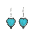 Bohemian heart-shaped earrings featuring turquoise stones and retro silver metal finish - Antique Silver Rope Pattern Heart (K-1233)