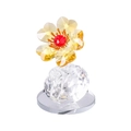 Yellow crystal flower ornament with red heart and gold pistil on faceted base - Single Stem Heart Flower-Golden