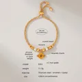Adjustable golden titanium steel Evil Eye bracelet with crystals, 24cm adjustable length - E453-Gold Color Bracelet