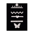 Detailed view of silver-tone rhinestone decorative charms set for silicone watch bands - D3036 Crown/Heart/Butterfly Set 26
