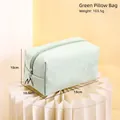 Pale green embossed PU leather makeup bag with gold M pendant and 18x10.5x10cm dimensions - Green Pillow Bag