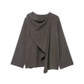 Poncho de punto marrón café con diseño drapeado asimétrico y corte holgado de moda - S / gris oscuro