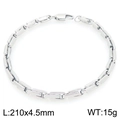 Bracelet chaîne argenté poli avec boucle groin de porc, taille 210x4,5 mm - Argent (KB206225-KFC)