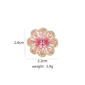 Detail of flower brooch with pink cubic zirconia petals and 2.0cm x 2.2cm dimensions - B798 Pink/Flower
