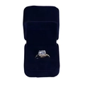 Detailed view of square halo engagement ring inside a deep blue velvet jewelry gift box - 5*6/Large Ring Earring Box / Black