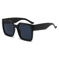 Klassieke zwarte oversized vierkante zonnebril met hoogglans montuur en donkere glazen - Zwart Frame Zwart Grijze Glazen