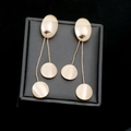 Long vintage golden drop earrings with floral and pearl elements in a black gift box - E3740-2 Long Geometric Pendant / Gold