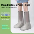 Couvre-chaussures de pluie hauts gris réutilisables avec cordon élastique et semelle antidérapante - Couvre-chaussure Haut (6 Pièces - 180g) / Rose vif
