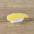 Realistic PVC sushi model featuring yellow fish slice and white rice base, 6cm long - Yellowtail Sushi (Small) / Yellow