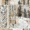 6x6 inch vintage winter forest paper pad with 12 patterns for DIY scrapbooking crafts - R2447a 24 Sheets