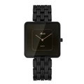 Elegant gold square watch featuring a black dial and sleek metallic link bracelet - Large / Black