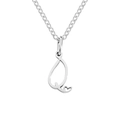Silver stainless steel necklace with letter Q pendant and small heart detail - Letter Q (Q-Silver) / Steel Color