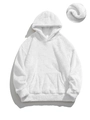 White polar fleece hoodie with kangaroo pocket and fabric texture detail macro - S / White