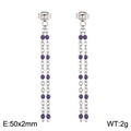 Minimalist silver chain tassel earrings featuring elegant purple beads for women - Silver-Grape Purple Beads