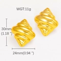Detail showing 30mm x 24mm dimensions and 11g weight of gold shell-style earrings - Horn Conch