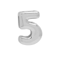 Polished silver metal number 5 pendant charm with a smooth glossy finish for DIY necklaces - Number 5 Pendant / White Gold