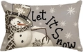 Linen Christmas pillow case with Let It Snow snowman design for festive sofa decoration - Style F (Single-sided)