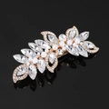 Golden leaf hair clip with white pearls and sparkling crystals for elegant bridal styling - Style D - Hair Clip Gold