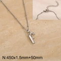 Silver stainless steel chain with letter F pendant and adjustable lobster clasp detail - Silver Letter F (KN287053-Z)