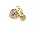 Golden double heart charm with micro-pave cubic zirconia crystals for jewelry making - Style 20# Radiant Double Heart