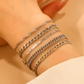 Fünfteiliges silbernes Armbandset im Minimal-Stil mit Unendlichkeitssymbol und Herz - Silber Fünfteiliges Gemischtes Ketten-Set (5220)