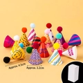 Set of 15 mini party hats with colorful pom-poms for cupcake decoration, 4.5cm height - Mixed Pom-pom Hats Finished (15 Pcs)