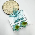 Blue and turquoise gradient plumeria hair claw set with marble resin finish - Transparent Blue Set (including Card)