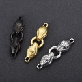 Stainless steel double snake head buckles for DIY jewelry in gold, silver, and black finish - Snake Head / Gold