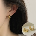 Chic double-layer gold hoop earrings with sparkling crystals for a trendy look - Gold Zircon Ear Buckle (ED2541-2)