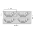 Silicone banana mousse mold technical drawing showing full 30cm length and 4-cavity dimensions - 4-Cavity Durian