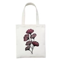 White canvas tote bag featuring a purple ginkgo leaf botanical print and fabric handles - Pink-Purple Gradient Ginkgo (STD2-P)