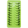 10 pairs of YK312 half fake eyelashes in a green tray with natural dense black cross style - Natural Crossed Style (YK312)