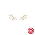 Goldene S925 Sterling Silber Blütenohrringe mit Zirkoniasteinen im Marquise-Schliff - 925er Silber / Gold #5 (Marquise Flügel)