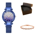 Detail of starry blue quartz watch with infinity bracelet and gift box for women - Watch+Bracelet+Box / Blue
