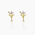 Macro shot of 18K gold cocktail glass earrings with yellow zircon and gold straw detail - Yellow Cocktail Glass Shape (EH00527)
