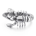 Anillo de escorpión en acero inoxidable plateado pulido para hombres - Color Acero