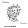 Elegant silver alloy brooch with clear rhinestones in flower cluster design - Gold