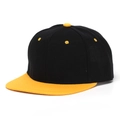 Casquette de baseball hip hop à bord plat avec couronne noire et visière jaune - Noir/Jaune