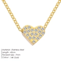 Elegante hartvormige hanger ketting van 14K verguld roestvrij staal met CZ-stenen - Hart-Goud