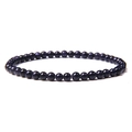 Single strand 4mm blue sand stone beaded bracelet with glittering particles for women - Blue Sandstone