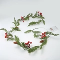 Guirnalda de Navidad con agujas de pino, bayas rojas, piñas y tira de luces LED - Guirnalda Estilo B Aguja de Pino (Sin Luz)