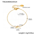 Detailed view of golden stainless steel bracelet with rainbow and cloud oil drip pendant - Rainbow Cloud Bracelet (13+3cm)