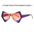 Oversized butterfly sunglasses with purple frames and orange to pink gradient lenses - C7 Gradient Purple Frame Gradient Pink Lenses