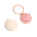Spazzola per capelli pieghevole con specchio, design marmo rosa e beige - Giallo Marmo
