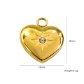 14K gold plated stainless steel heart pendant with sparkling starburst crystal inlay - White Zirconia