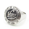 Anello sigillo vintage in acciaio inossidabile con inciso l'Occhio di Horus e simboli - US 7 / Color Acciaio (20302)