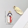 Golden flip-flop charm with US flag enamel pattern, sized 1.9cm by 0.8cm for DIY jewelry - 2823 Slipper
