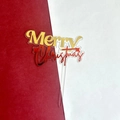 Red and gold Merry Christmas acrylic cake topper with elegant festive gradient design - Bronzing 2 Red Gold Merry Christmas