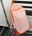 Mochila de patchwork rosa y naranja en cesta de metal con colgante de rana de peluche - Mochila rosa sin colgante